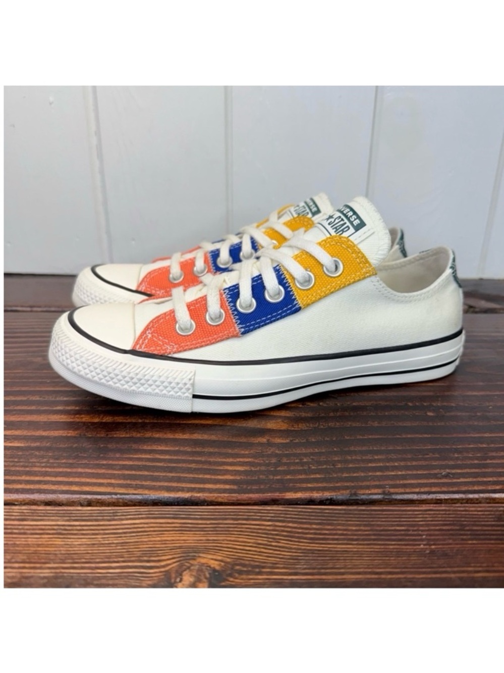 LIKE NEW Converse Chuck Taylor All Star Low 'Patchwork - Egret Yellow Blue Green